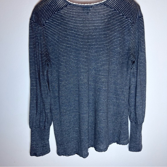 Sundance Mariner Journey Top - 100% Linen Grey Striped Blouse - Size Medium - Picture 9 of 11